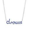 Thumbnail Image 1 of Blue Lab-Created Sapphire Cursive "dream" Necklace in Sterling Silver – 16.5"