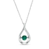 Unstoppable Love™ 4.5mm Lab-Created Emerald and White Lab-Created Sapphire Teardrop Pendant in Sterling Silver
