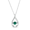 Unstoppable Love™ 4.5mm Lab-Created Emerald and White Lab-Created Sapphire Teardrop Pendant in Sterling Silver