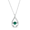 Thumbnail Image 0 of Unstoppable Love™ 4.5mm Lab-Created Emerald and White Lab-Created Sapphire Teardrop Pendant in Sterling Silver