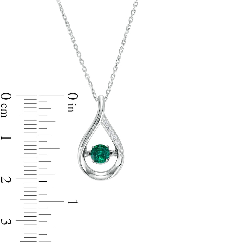 Unstoppable Love™ 4.5mm Lab-Created Emerald and White Lab-Created Sapphire Teardrop Pendant in Sterling Silver