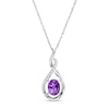 Oval Amethyst and White Lab-Created Sapphire Twist Pendant in Sterling Silver
