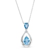 Pear-Shaped Swiss and London Blue Topaz with White Lab-Created Sapphire Pendant in Sterling Silver