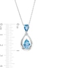 Pear-Shaped Swiss and London Blue Topaz with White Lab-Created Sapphire Pendant in Sterling Silver