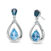 Thumbnail Image 1 of Pear-Shaped Swiss and London Blue Topaz with White Lab-Created Sapphire Drop Earrings in Sterling Silver