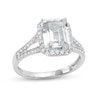 Thumbnail Image 0 of Emerald-Cut White Lab-Created Sapphire Frame Split Shank Ring in Sterling Silver – Size 7