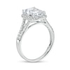 Emerald-Cut White Lab-Created Sapphire Frame Split Shank Ring in Sterling Silver