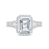 Emerald-Cut White Lab-Created Sapphire Frame Split Shank Ring in Sterling Silver