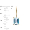 Thumbnail Image 2 of Emerald-Cut Sky Blue Topaz and 0.065 CT. T.W. Diamond Drop Earrings in 10K Gold