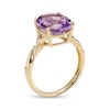 Thumbnail Image 1 of Oval Amethyst and 0.065 CT. T.W. Diamond Twist Shank Ring in 10K Gold – Size 7