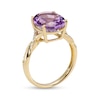 Thumbnail Image 1 of Oval Amethyst and 0.065 CT. T.W. Diamond Twist Shank Ring in 10K Gold