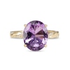 Thumbnail Image 2 of Oval Amethyst and 0.065 CT. T.W. Diamond Twist Shank Ring in 10K Gold – Size 7