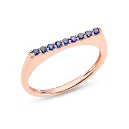 Blue Sapphire Bar Ring in 10K Rose Gold