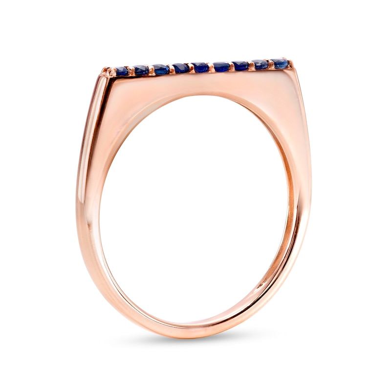 Blue Sapphire Bar Ring in 10K Rose Gold - Size 7