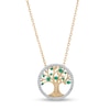 Thumbnail Image 1 of Lab-Created Emerald and White Lab-Created Sapphire Frame Tree of Life Pendant in 10K Gold