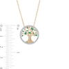 Thumbnail Image 3 of Lab-Created Emerald and White Lab-Created Sapphire Frame Tree of Life Pendant in 10K Gold
