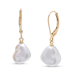 Cultured Freshwater Pearl Drop Earrings in 10K Gold