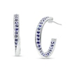 Thumbnail Image 0 of Blue Sapphire Twist Hoop Earrings in 10K White Gold