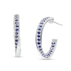 Blue Sapphire Twist Hoop Earrings in 10K White Gold