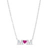 4.0mm Heart-Shaped Lab-Created Ruby and White Lab-Created Sapphire "MOM" Necklace in 10K White Gold