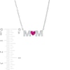 4.0mm Heart-Shaped Lab-Created Ruby and White Lab-Created Sapphire "MOM" Necklace in 10K White Gold