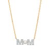 Thumbnail Image 0 of 3.5-4.0mm Button Cultured Freshwater Pearl and White Lab-Created Sapphire "MOM" Necklace in 10K Gold