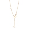 3.5-4.0mm Button Freshwater Cultured Pearl and White Lab-Created Sapphire "MOM" Necklace in 10K Gold