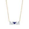 4.0mm Heart-Shaped Blue and White Lab-Created Sapphire "MOM" Necklace in 10K Gold