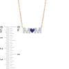 4.0mm Heart-Shaped Blue and White Lab-Created Sapphire "MOM" Necklace in 10K Gold