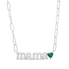 Thumbnail Image 0 of 5.0mm Heart-Shaped Lab-Created Emerald and White Lab-Created Sapphire "mama" Necklace in Sterling Silver