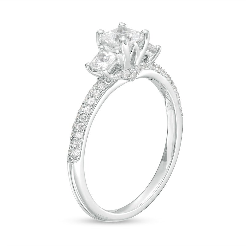1.00 CT. T.W. Princess-Cut Diamond Past Present Future® Engagement Ring in 14K White Gold (I/I2)
