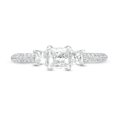 1.00 CT. T.W. Princess-Cut Diamond Past Present Future® Engagement Ring in 14K White Gold (I/I2)