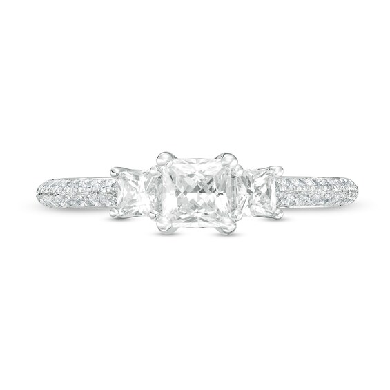 1.00 CT. T.W. Princess-Cut Diamond Past Present Future® Engagement Ring in 14K White Gold (I/I2)