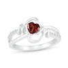 Thumbnail Image 0 of 5.0mm Heart-Shaped Garnet and White Lab-Created Sapphire "MOM" Split Shank Ring in Sterling Silver