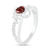 Thumbnail Image 2 of 5.0mm Heart-Shaped Garnet and White Lab-Created Sapphire "MOM" Split Shank Ring in Sterling Silver
