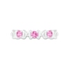 3.0mm Pink and White Lab-Created Sapphire Alternating "MOM" Triple Row Band in Sterling Silver