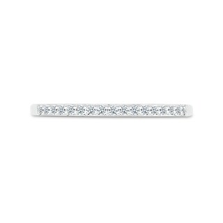 3.0mm Pink and White Lab-Created Sapphire Alternating "MOM" Triple Row Band in Sterling Silver