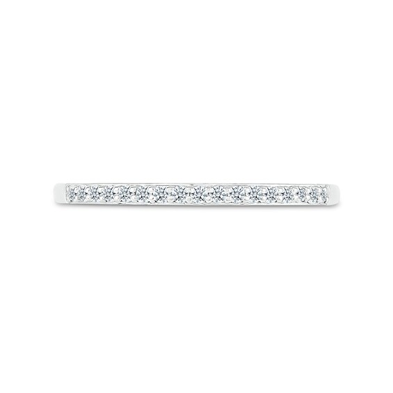 3.0mm Pink and White Lab-Created Sapphire Alternating "MOM" Triple Row Band in Sterling Silver