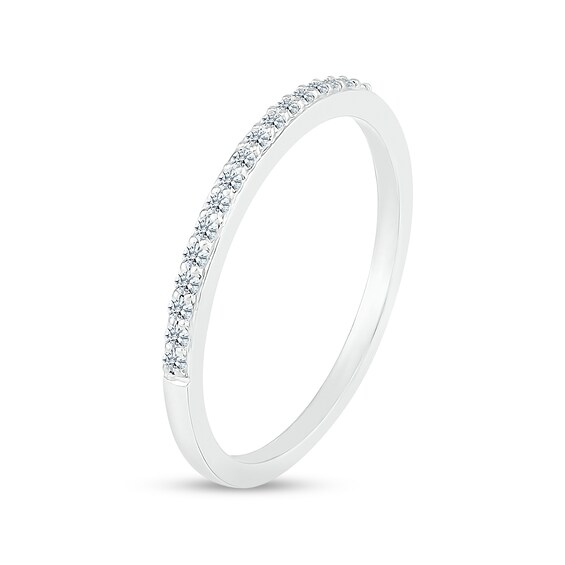 3.0mm Pink and White Lab-Created Sapphire Alternating "MOM" Triple Row Band in Sterling Silver