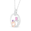 Thumbnail Image 2 of Oval Pink and White Lab-Created Sapphire with Amethyst Motherly Love Pendant in Sterling Silver and 10K Rose Gold