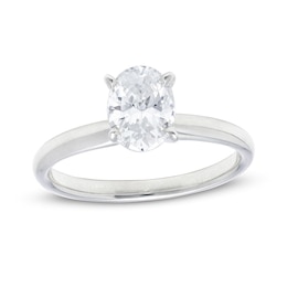 1.00 CT. Certified Oval Diamond Solitaire Engagement Ring in 14K White Gold (I/I2)