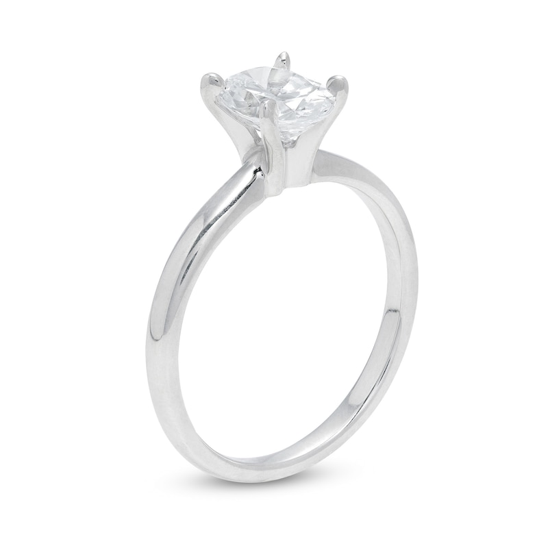 1.00 CT. Certified Oval Diamond Solitaire Engagement Ring in 14K White Gold (I/I2)