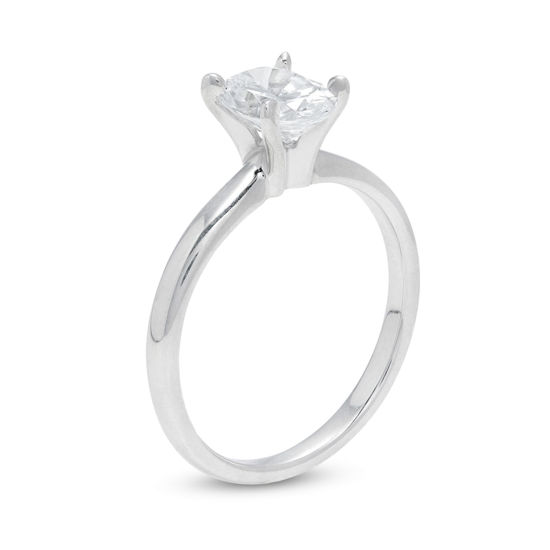 Main Image 3 of 1.00 CT. Certified Oval Diamond Solitaire Engagement Ring in 14K White Gold (I/I2)