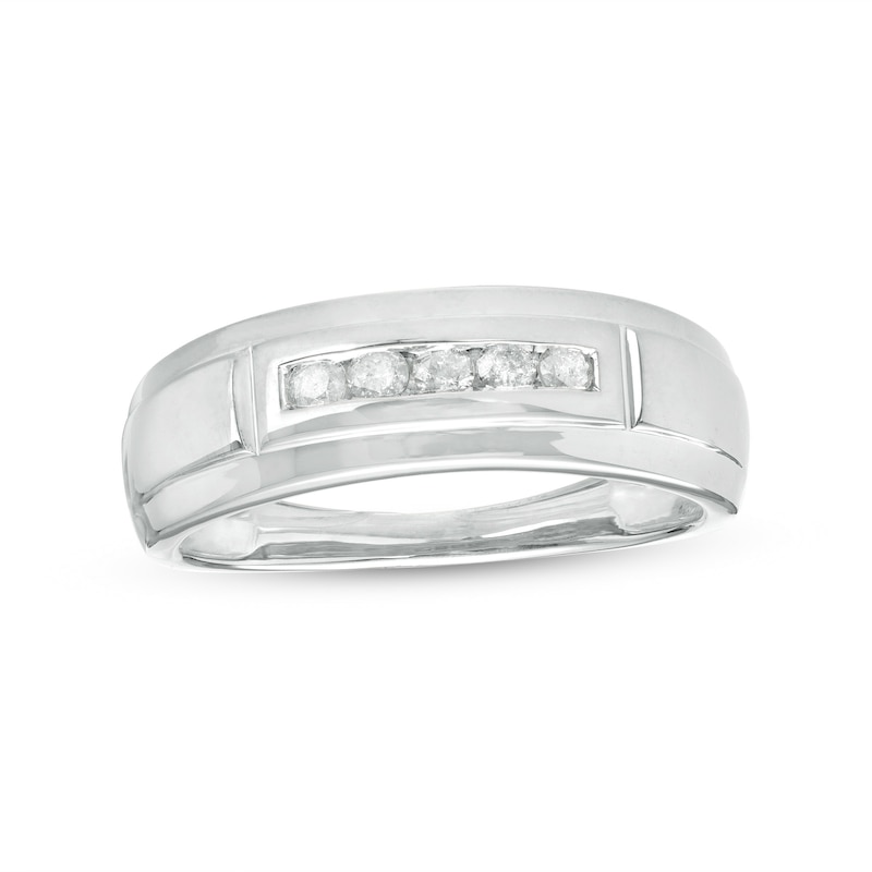 Men's 0.23 CT. T.W. Diamond Five Stone Wedding Band in 10K Gold|Peoples Jewellers