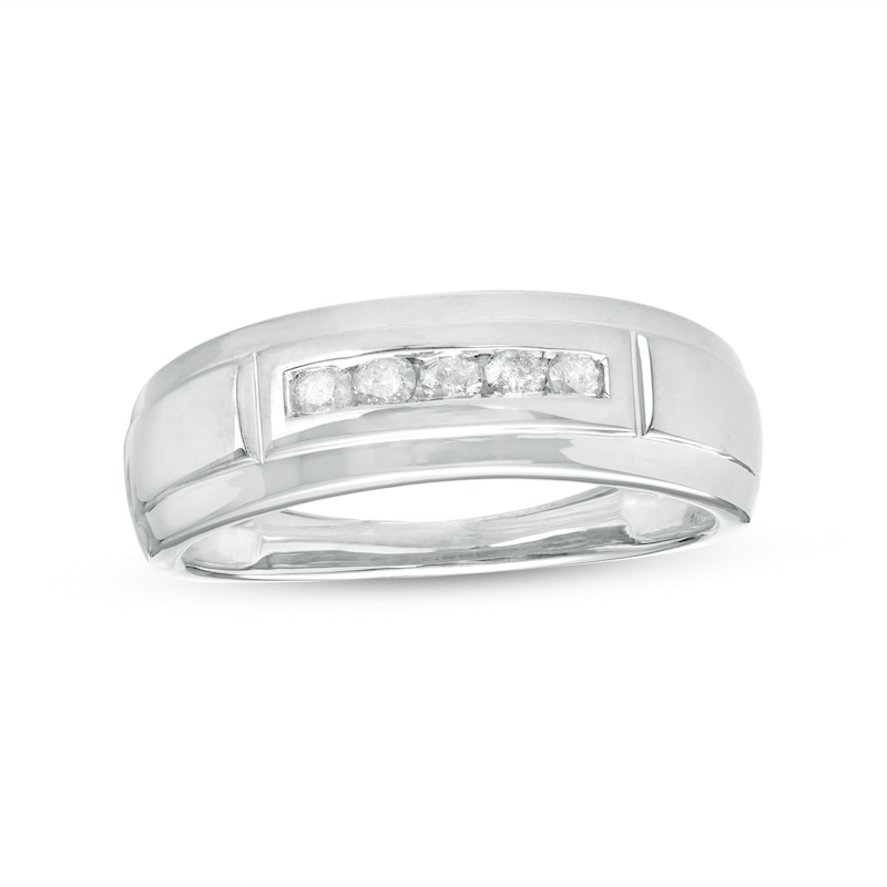 Men's 0.23 CT. T.W. Diamond Five Stone Wedding Band in 10K Gold