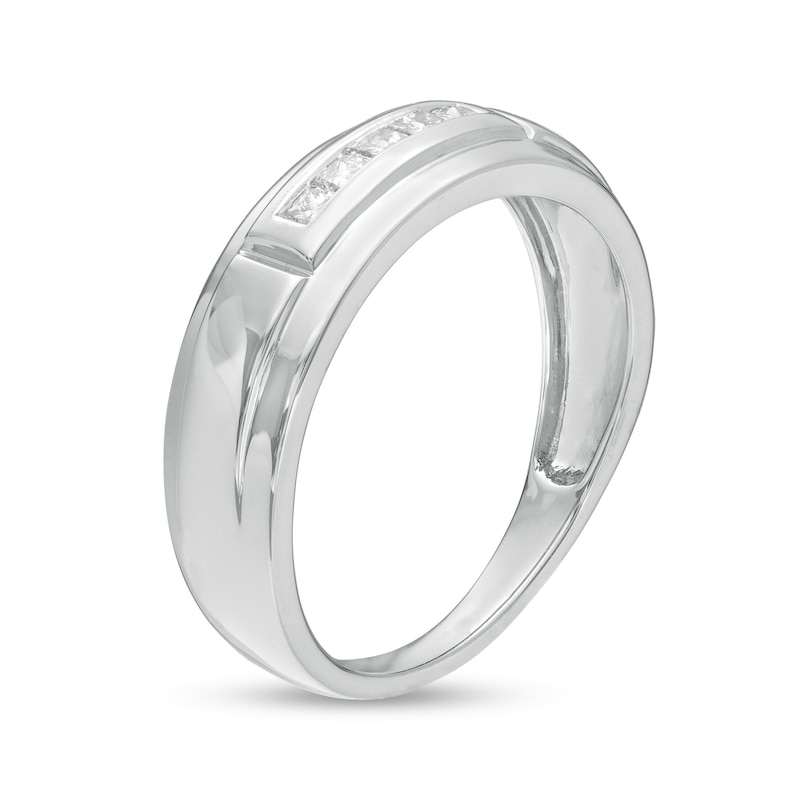 Men's 0.23 CT. T.W. Square-Cut Diamond Five Stone Wedding Band in 10K White Gold