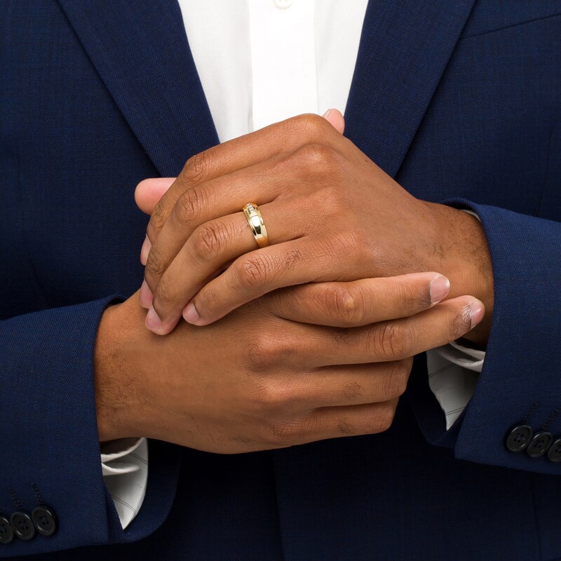Main Image 2 of Men's 0.23 CT. T.W. Square-Cut Diamond Five Stone Wedding Band in 10K Gold