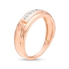 Thumbnail Image 2 of Men's 0.23 CT. T.W. Square-Cut Diamond Five Stone Wedding Band in 10K Rose Gold