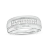 Thumbnail Image 1 of Men's 0.29 CT. T.W. Diamond Double Row Vintage-Style Wedding Band in 10K White Gold