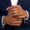 Thumbnail Image 2 of Men's 0.29 CT. T.W. Diamond Double Row Vintage-Style Wedding Band in 10K White Gold